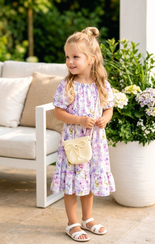 Kvetované letné šaty s kabelkou