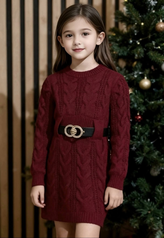 Pletený svetrík/šaty s vrkočovým vzorom 1