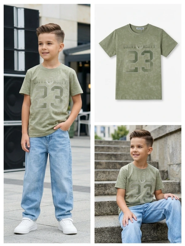 Chlapčenské tričko v olivovej farbe