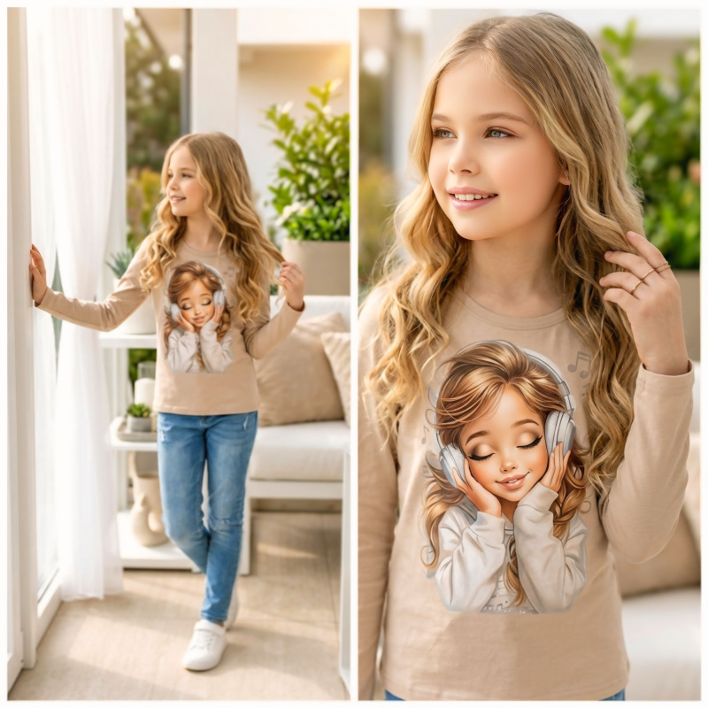 Béžové tričko s potlačou