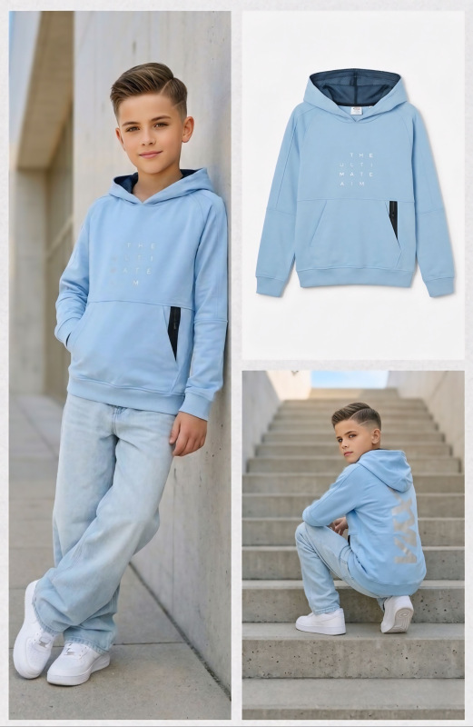 Mikina s kapucňou , modrá