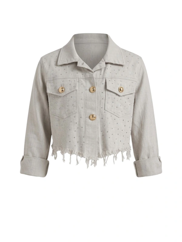 Béžová riflová bunda s kamienkami 1