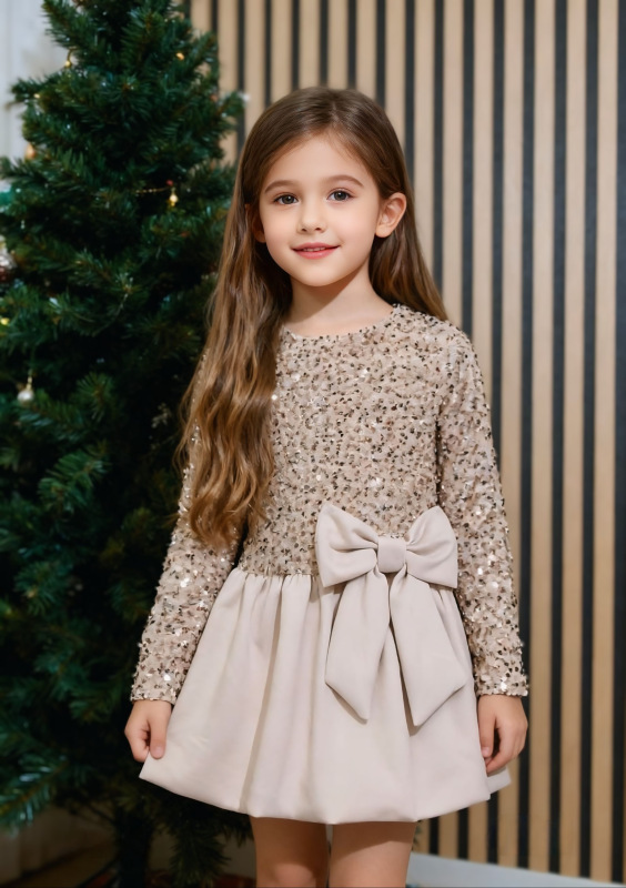 Zlaté flitrované šaty s mašľou