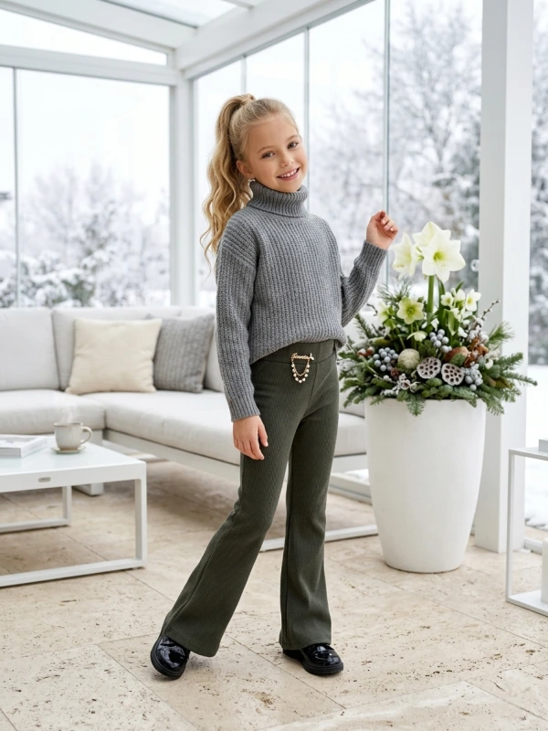 Zelená zateplené legíny zvony