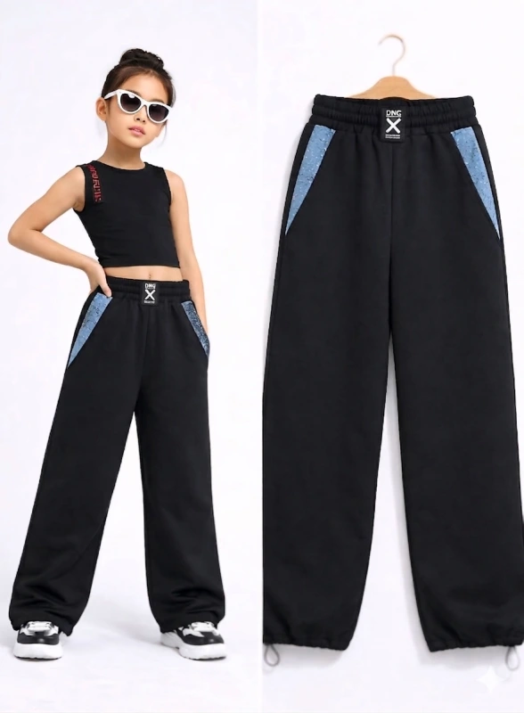 Čierne wide-leg tepláky