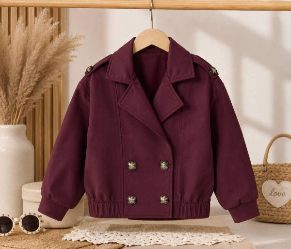 Cropped Trench Jacket , BORDOVÁ 1