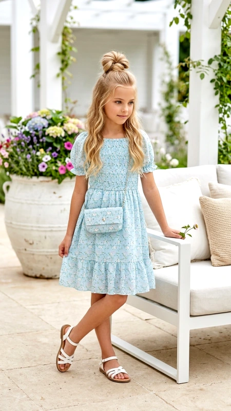 Kvetované letné šaty s kabelkou