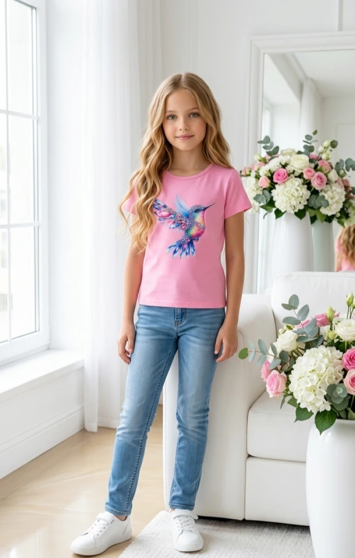 Bavlnené tričko s potlačou vtáčik