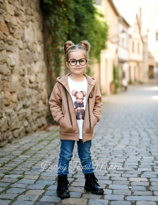 Mocca mausse mikina s kapucňou