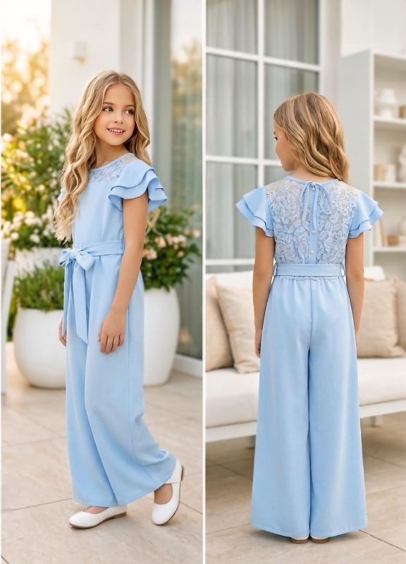 Baby blue nohavicový overal