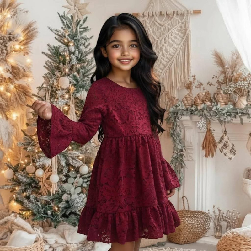 Bordové čipkované šaty