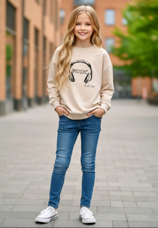 Béžová mikina,slúchadlá