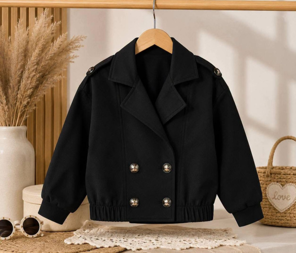Cropped Trench Jacket , ČIERNY 1