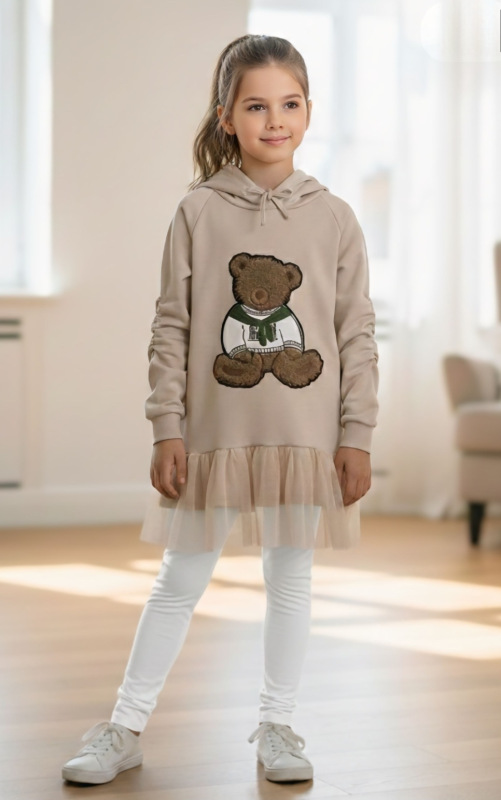 Mikinová tunika zakončená tylom