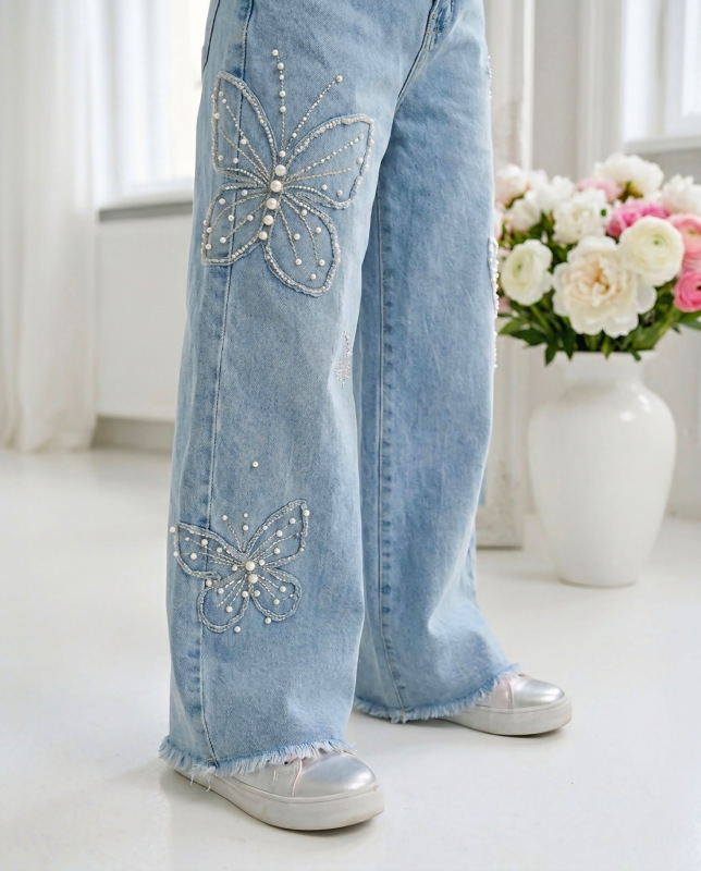 Denim voľné široké rifle 1