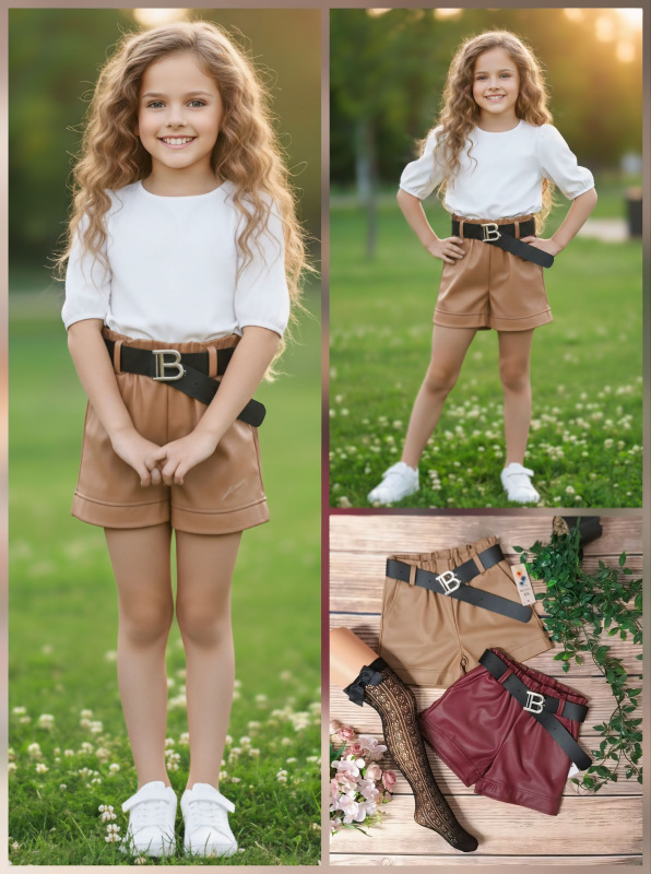 Kožene kraťasy s opaskom ,, jemne zateplené