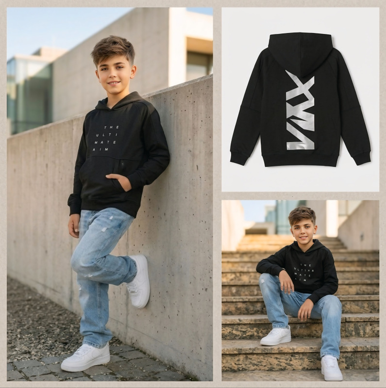 Mikina s kapucňou , čierna