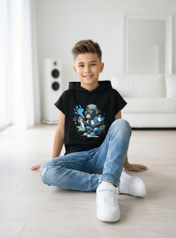 Bavlnené tričko s potlačou opička 1