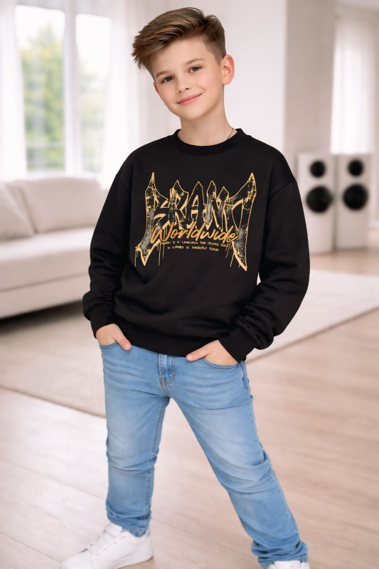 Čierna mikina s potlačou